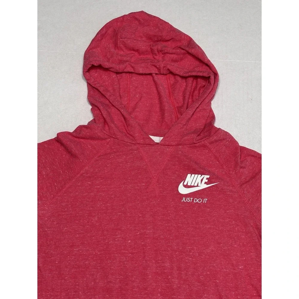 Nike Just Do It Hoodie Dress Red Heather Youth XL Short Sleeve Kangaroo Pocket‎